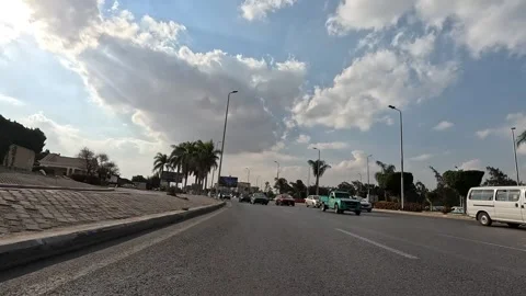 Driving Through Modern Planned Streets New Cairo Showing Buildings Traffic Stock Footage 329954138