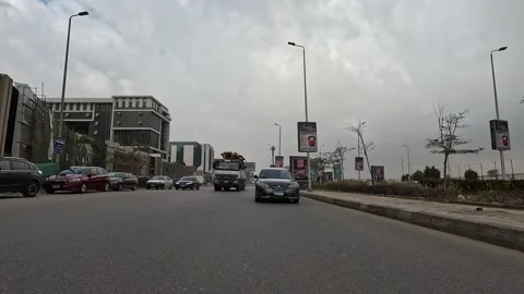 Driving Through Modern Planned Streets New Cairo Showing Buildings Traffic Stock Footage 330110994