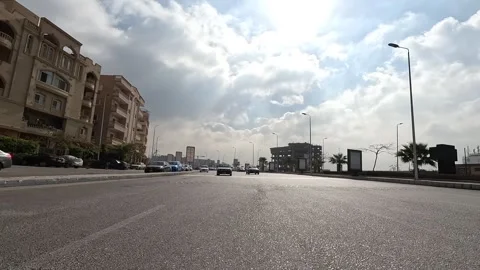 Driving Through Modern Planned Streets New Cairo Showing Buildings Traffic Stock Footage 330114066