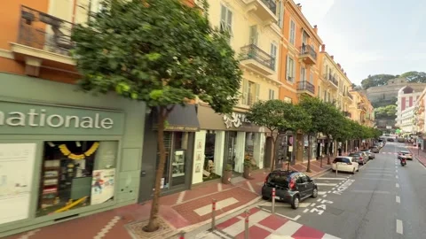Driving Through Monaco - Elevated Street View Stock Footage 346505191