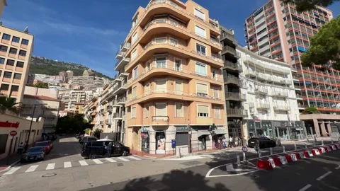 Driving Through Monaco - Elevated Street View Stock Footage 346505276