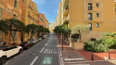 Driving Through Monaco - Elevated Street View Stock Footage 346505466