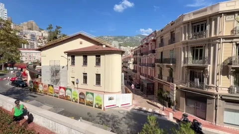 Driving Through Monaco - Elevated Street View Stock Footage 346505497