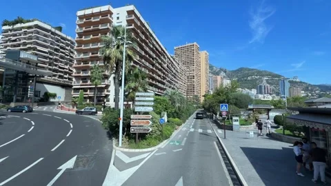 Driving Through Monaco - Elevated Street View Stock Footage 346505507