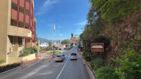 Driving Through Monaco - Elevated Street View Stock Footage 346505553