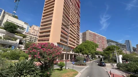 Driving Through Monaco - Elevated Street View Stock Footage 346505645