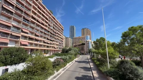 Driving Through Monaco - Elevated Street View Stock Footage 346505646