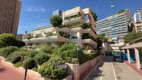 Driving Through Monaco - Elevated Street View Stock Footage 346505694