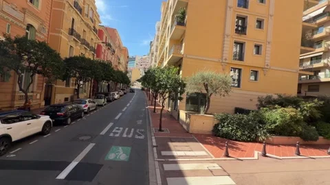 Driving Through Monaco - Elevated Street View Stock Footage 346505730