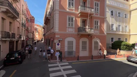 Driving Through Monaco - Elevated Street View Stock Footage 346505757