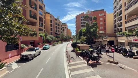 Driving Through Monaco - Elevated Street View Stock Footage 346505796