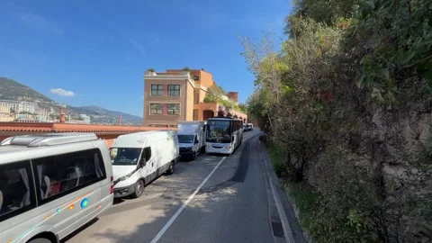 Driving Through Monaco - Elevated Street View Stock Footage 346506378
