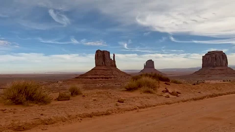 Driving Through Monument Valley Along The Mittens – Scenic Desert Road Trip POV Stock Footage 309049115