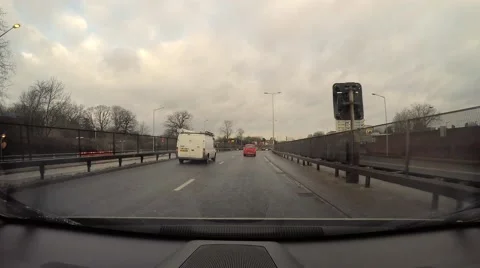 Driving through a motorway on a raining day Stock Footage 46670023