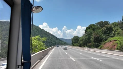 Driving Through Mountain Roads from Dali to Weishan, Yunnan, China, Bus Jou.. Stock Footage 340517148