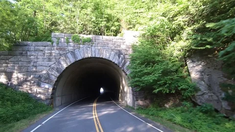 Driving Through Mountain Tunnel Stock Footage 114891592