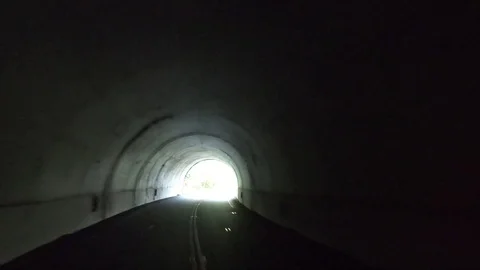 Driving Through Mountain Tunnel Stock Footage 120369187