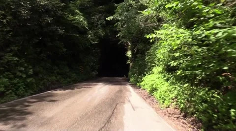 Driving through mountain tunnel Red River gorge Kentucky Stock Footage 52632202