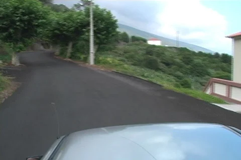 Driving through narrow roads on an Azores Island Stock Footage