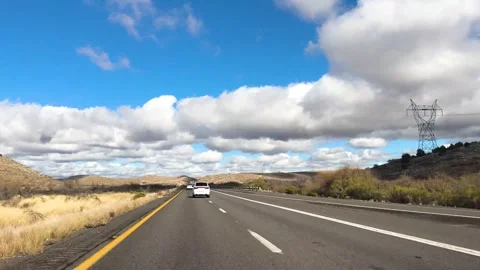 Driving Through Open Desert Highway Stock Footage 276192757