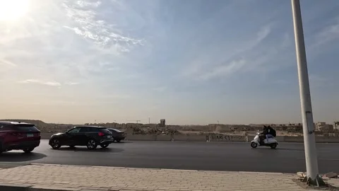 Driving Through Open Streets New Cairo Showing Modern Buildings Traffic And Vidéo 329780108