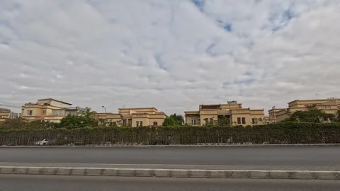 Driving Through Orderly City District Roads New Cairo Showing Buildings Traffic Stock Footage 329744494