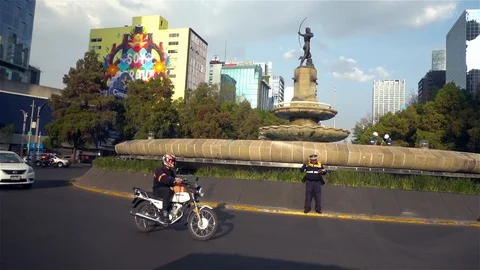 Driving through Paseo de la Reforma Mexico City Stock Footage 124038779