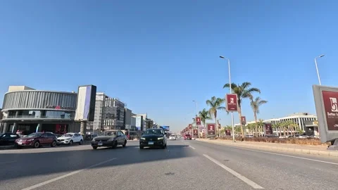 Driving Through Peaceful City District Roads New Cairo Showing Buildings Traffic Stock Footage 329674375
