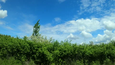 Driving through plain landscape countryside, side view from the car Video stock 154417650