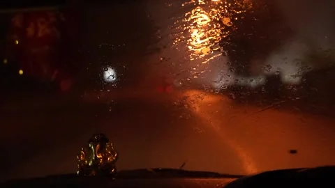 Driving Through Rain with Car Wipers in Motion Stock Footage 316894970