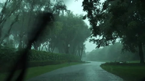 Driving Through Rain Lightning Stock Footage 313361390