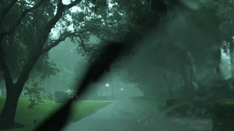 Driving Through Rain Lightning Stock Footage 313361394