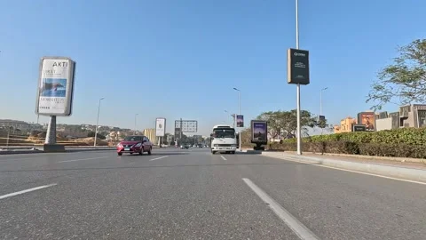 Driving Through Refined Residential Streets New Cairo Showing Buildings Traffic Stock Footage 329813285