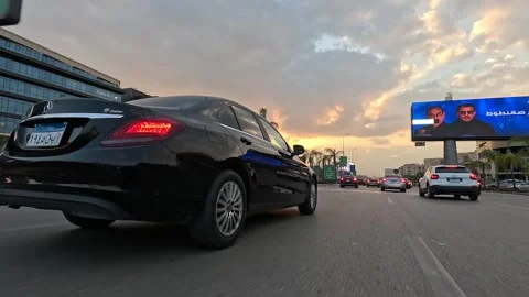 Driving Through Residential District New Cairo Showing Buildings Vehicles Stock Footage 329901366