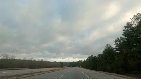 Driving through a road construction zone in rural Georgia on Highway 25 Stock Footage 148482149