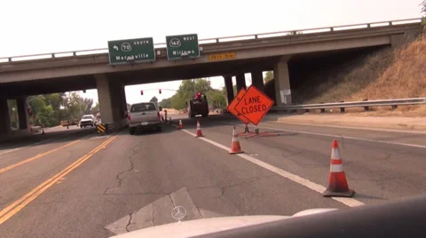 Driving through roadwork Stock Footage 27471108