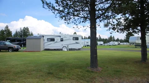 Driving Through RV Park in the Summer Stock Footage 49306351