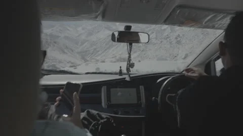 Driving Through Scenic– Interior Car View on Himalayan Road - 28th Feb 2025 Stock Footage 312202978