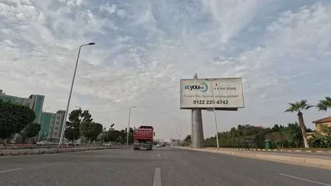 Driving Through Scenic Modern Streets New Cairo Showing Buildings Traffic Stock Footage 329754463