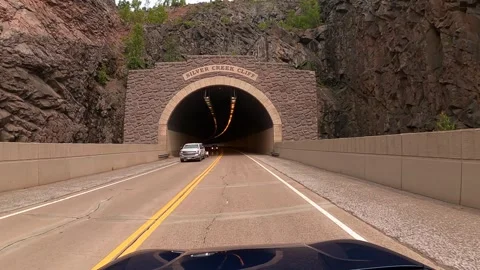 Driving through the Silver Creek Cliff tunnel Video stock 247136338
