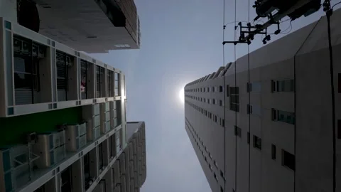 Driving through skyscrapers with a rooftop view Stock-Footage 240223796