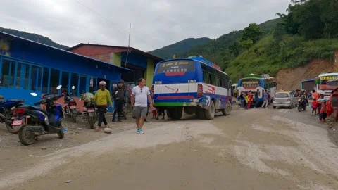 Driving through a small  Himalayan Town Stock Footage 163273761