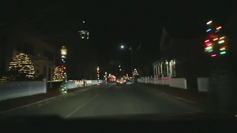 Driving through a small town at Christmas 2 Stock Footage 81459633