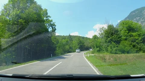 Driving through a small town in Slovenia Stock Footage 259554258