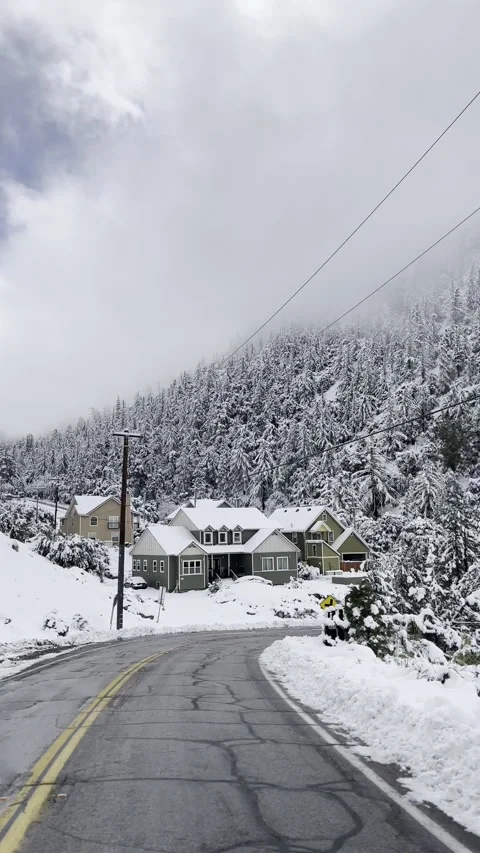 Driving Through Snow Covered Mountain Road Vídeo Stock 263929902