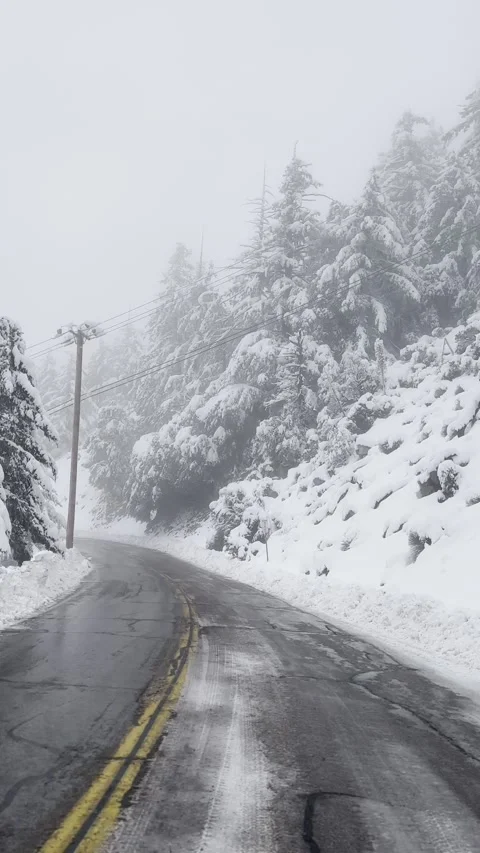 Driving Through Snow Covered Mountain Road 動画素材 263930145