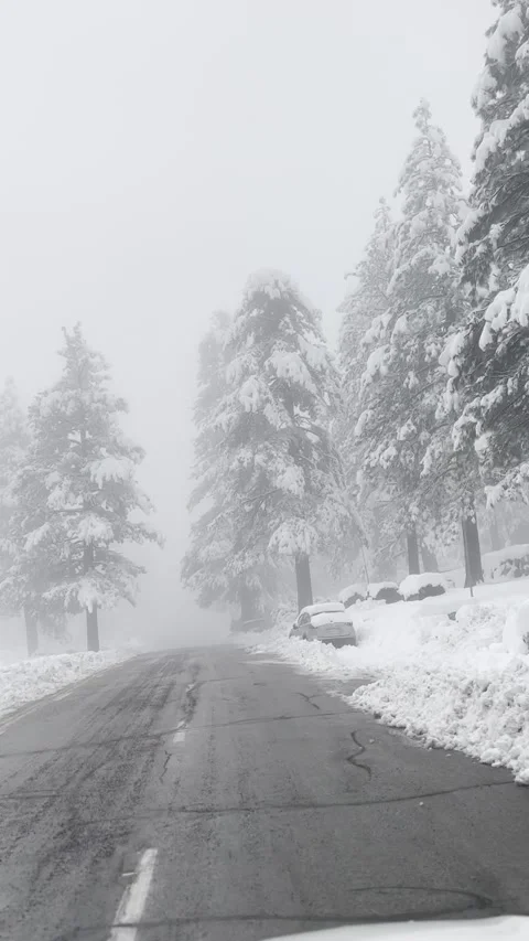 Driving Through Snow Covered Mountain Road Vídeo Stock 263930182