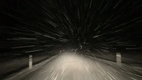 Driving Through a Snow Storm at Night Stock Footage