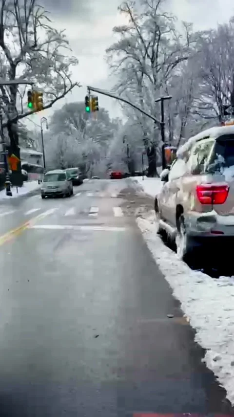 Driving through snowy road Stock Footage 335120461