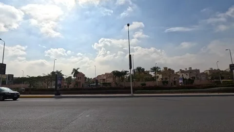 Driving Through Spacious Boulevards New Cairo Showing Modern Buildings Traffic Stock Footage 330097838